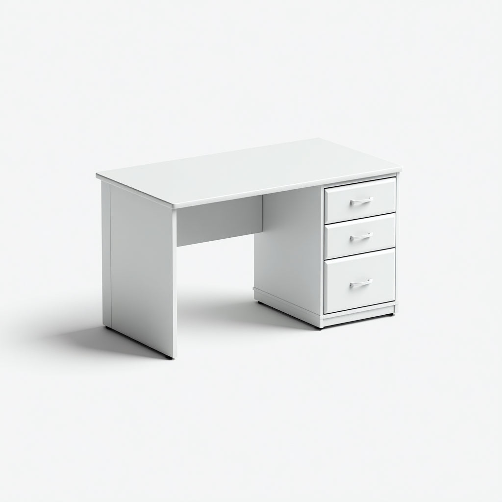 White minimalist wooden office desk