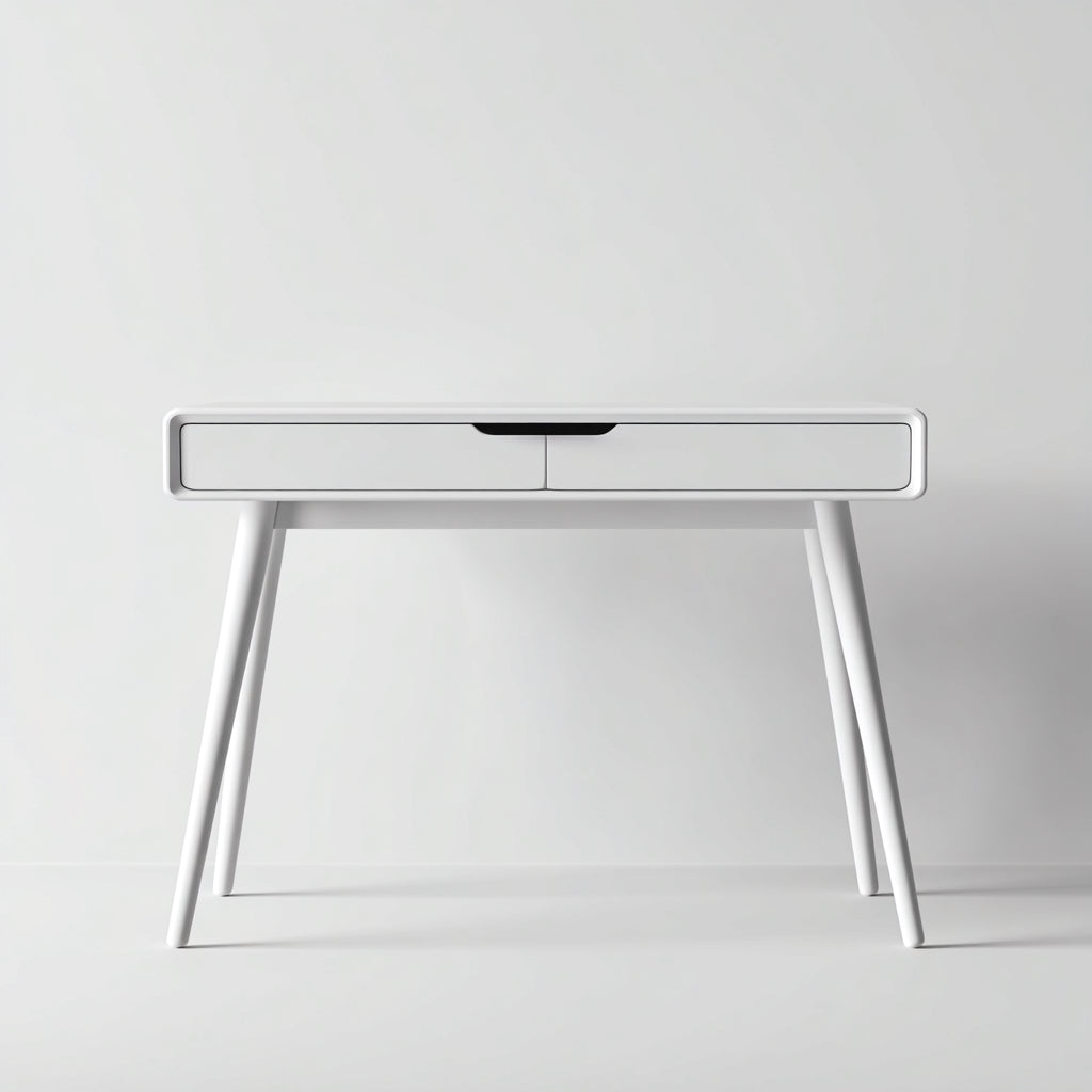 Wooden office desk with a simple design and two drawers